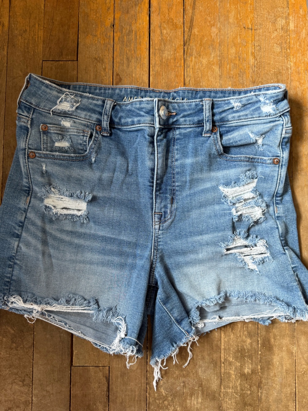 American Eagle Light Blue Distressed Jean Shorts